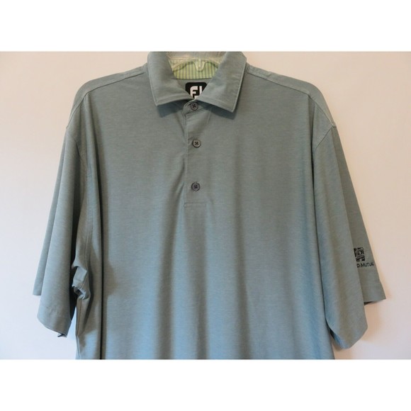 Foot Joy FJ Light Green Golf Polo Shirt Sz L Harford Mutual Logo Athletic EUC - Picture 3 of 9